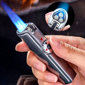 

Jobon Grinding Wheel Windproof Gas Lighter Metal Spray Gun Cigar Butane Lighters Three jet spouts Torch Lighter