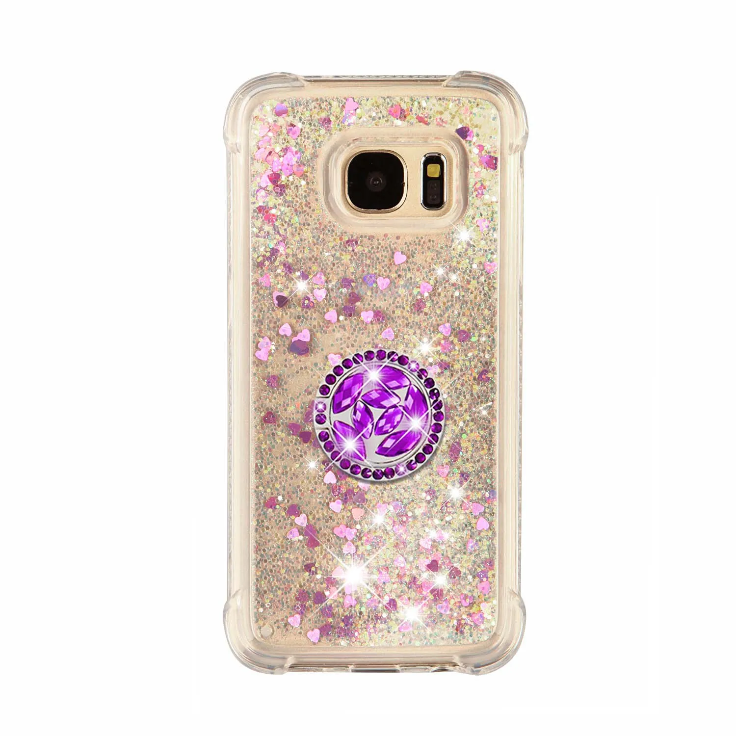 Для samsung Galaxy S5 S6 S6 Edge S7 S7 Edge M30S Алмазный перстень чехол для телефона противоударный мягкий силиконовый защитный чехол - Цвет: rose