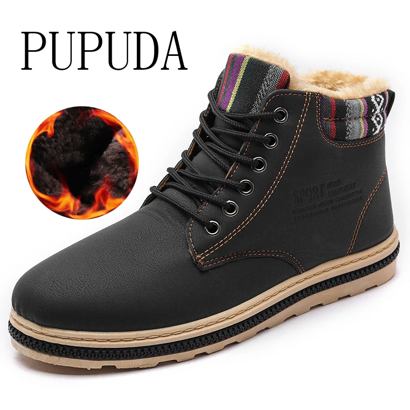 PUPUDA/зимняя хлопковая обувь с высоким берцем; модные уличные кроссовки; мужские удобные теплые мужские повседневные туфли; классические мужские туфли