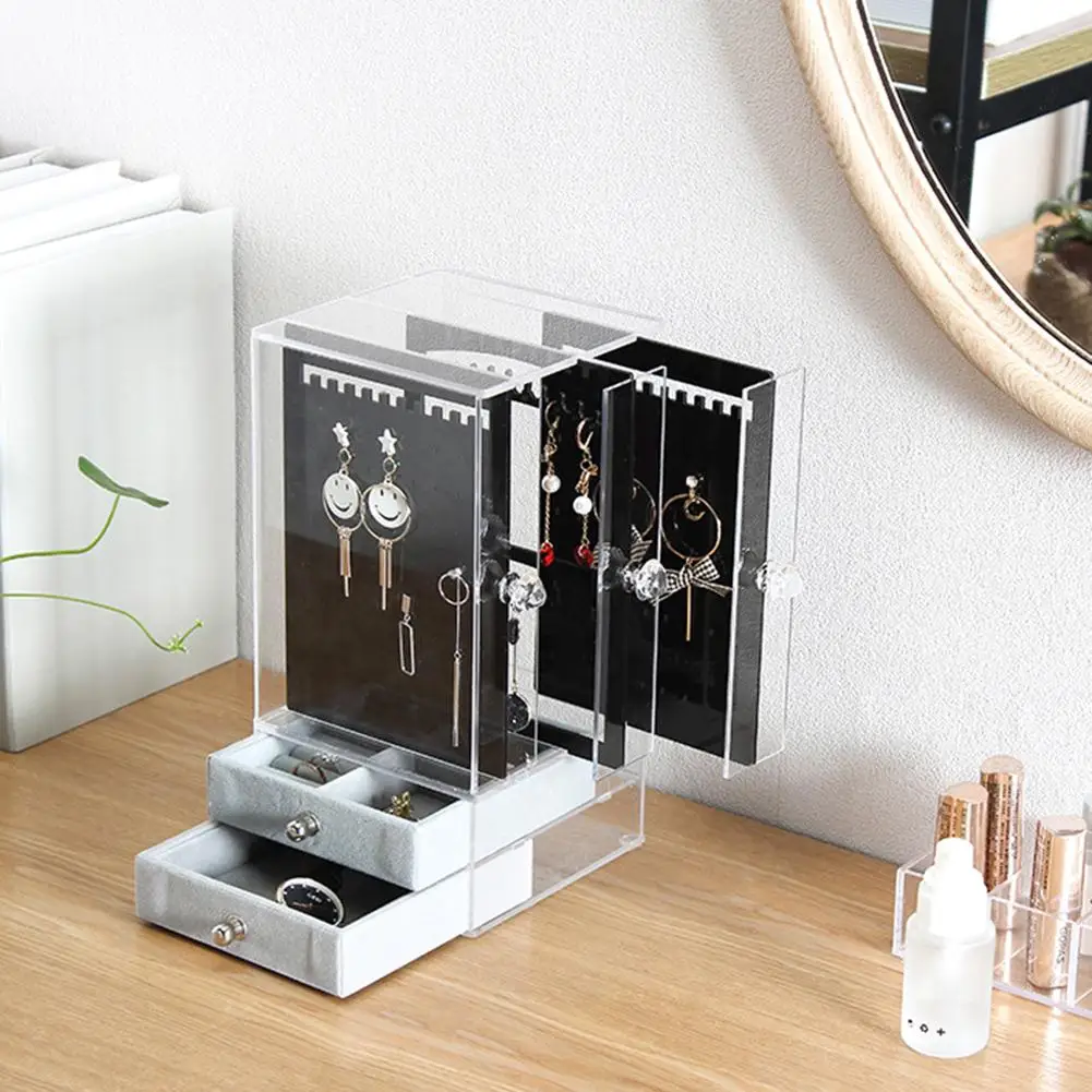 

Dustproof Lightweight Acrylic Jewelry Storage Box Earrings Storage Drawers Desktop Storage Rack Stand Holder Drawer Organizer