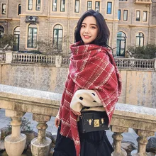 

Winter thick plaid striped fashion women's scarf imitation cashmere long Neckerchief luxury couple warm shawl