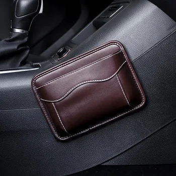 

Car Storage Box Car Pouch Bags Organizer Cards Mobile Phone Collecting Sticky Bag Interior Accessories PU Leather