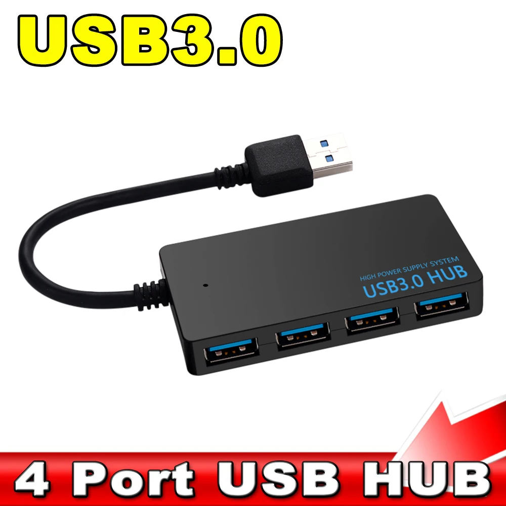 Конвертер зарядное устройство 4 порта USB 3,0 концентратор 5 Гбит/с скорость портативный компактный адаптер сплиттер конвертер для ПК Mac ноутбук черный портативный