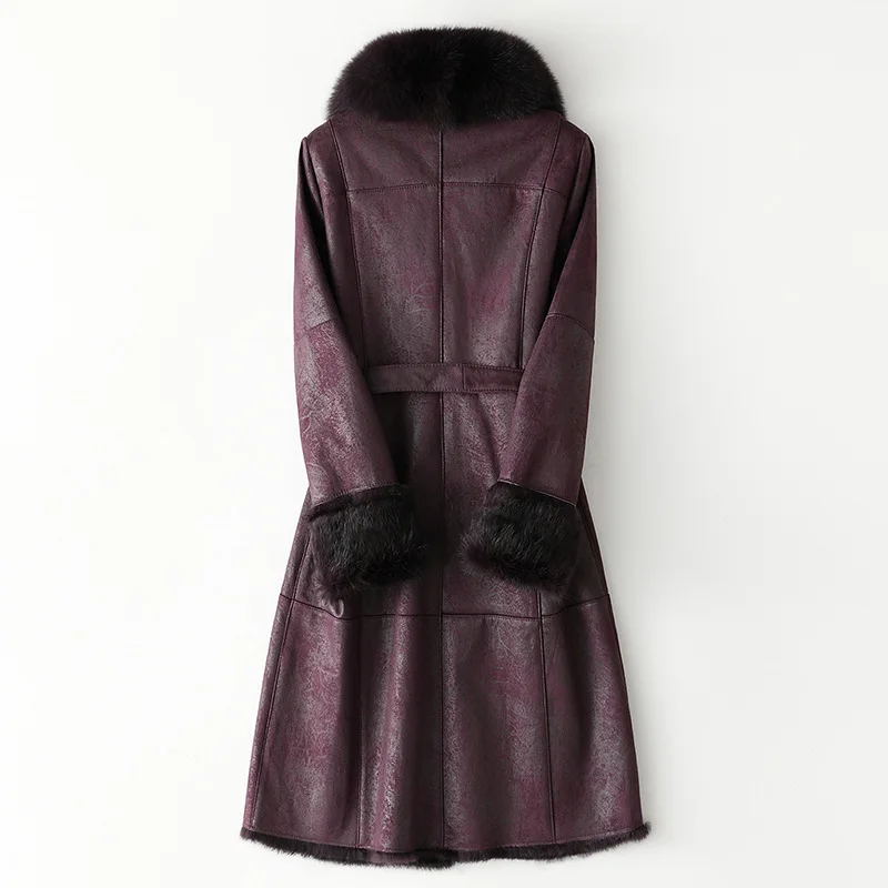 

Luxury High Quality Natural Real Fox Fur Collar Female Coats Elegant Winter Rabbit Fur One-piece Streetwear Warm Outerwear Coat