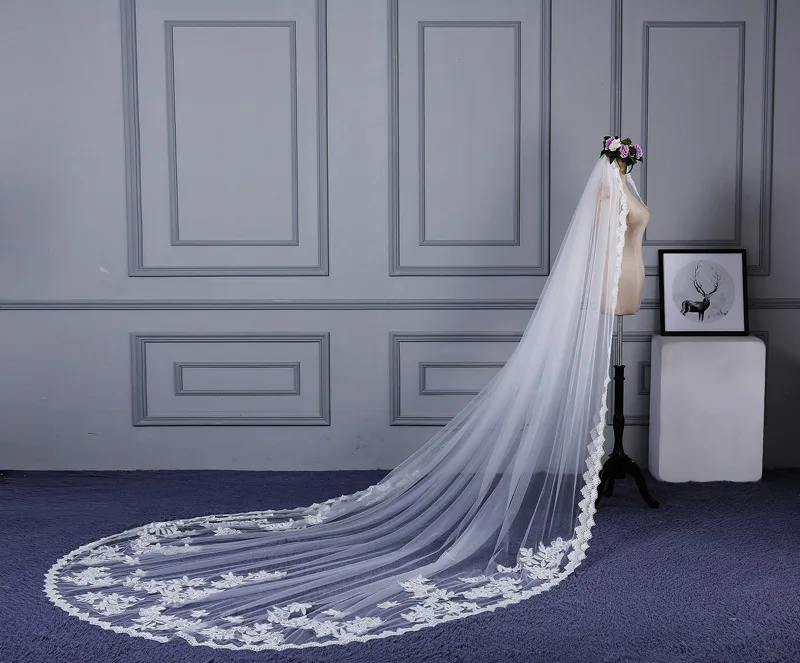 bride wedding veil bride big veil photography long trailing 3 meters wide 4 meters long crescent sequins