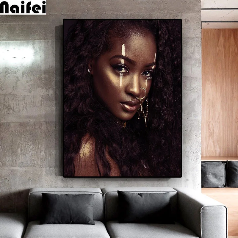 Алмазная живопись полноформатная круглая вышивка черно-белое Африканское