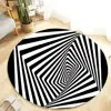 Round Black White Grid 3D Illusion Carpet Flannel Soft Anti-slip Carpet Bottomless Hole Mandala Vision Mat Living Room Rugs ► Photo 3/6