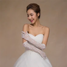 Свадебные перчатки с пальцами белая красная кружевная перчатка для свадебной вечеринки платье для выпускного вечера один размер Elebow Свадебные перчатки с пятью пальцами