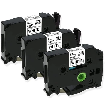 

3Pcs 12mm+9mm+6mm Black TZe221 TZe211 TZe231 Tape for Brother P-Press Label Maker Printer Laminated Ribbons