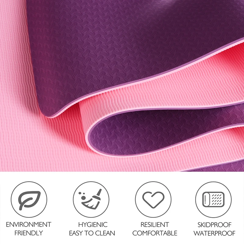 TPE Pro Yoga Mat Classic 6mm Eco Friendly Multicolor Fitnees Mat with Carrying Strap Non Slip Carpet for Pilates Floor Exercises