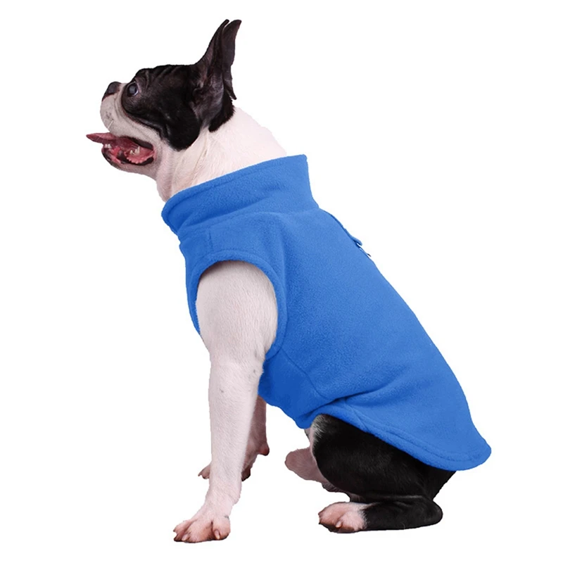Осенне-зимний флисовый жилет теплая зимняя куртка для собак маленький и Средний Теплый свитер без рукавов для собак Одежда для домашних животных 1 - Цвет: Light Blue