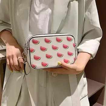 

Women Faux Leather Fruit Print Phone Holder Adjustable Crossbody Shoulder Bag