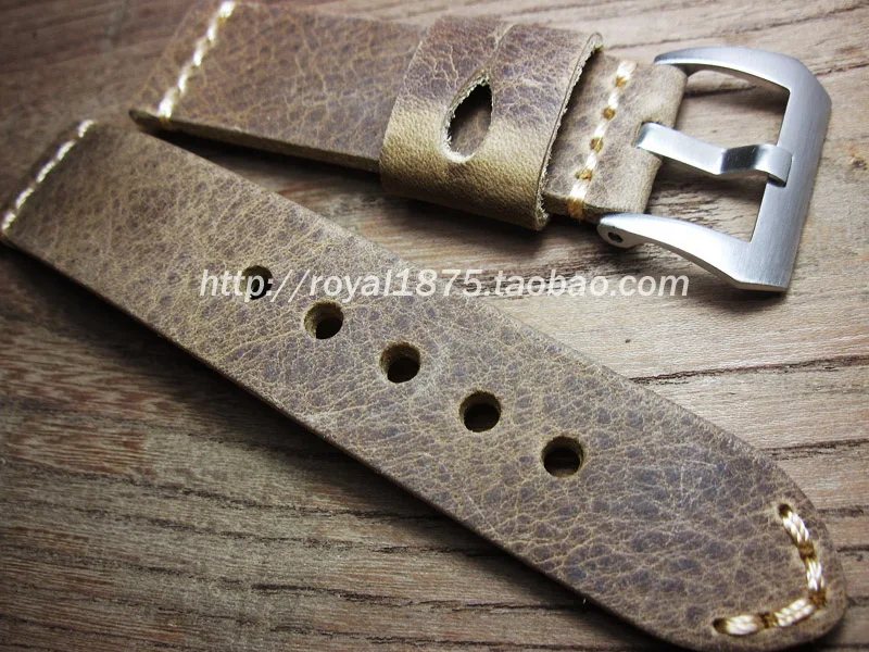

watch accessories Handmade Cowhide Watchbands 22mm Men Women Brown Genuine Leather Watch Band Strap Belt Stainless Steel Buckle