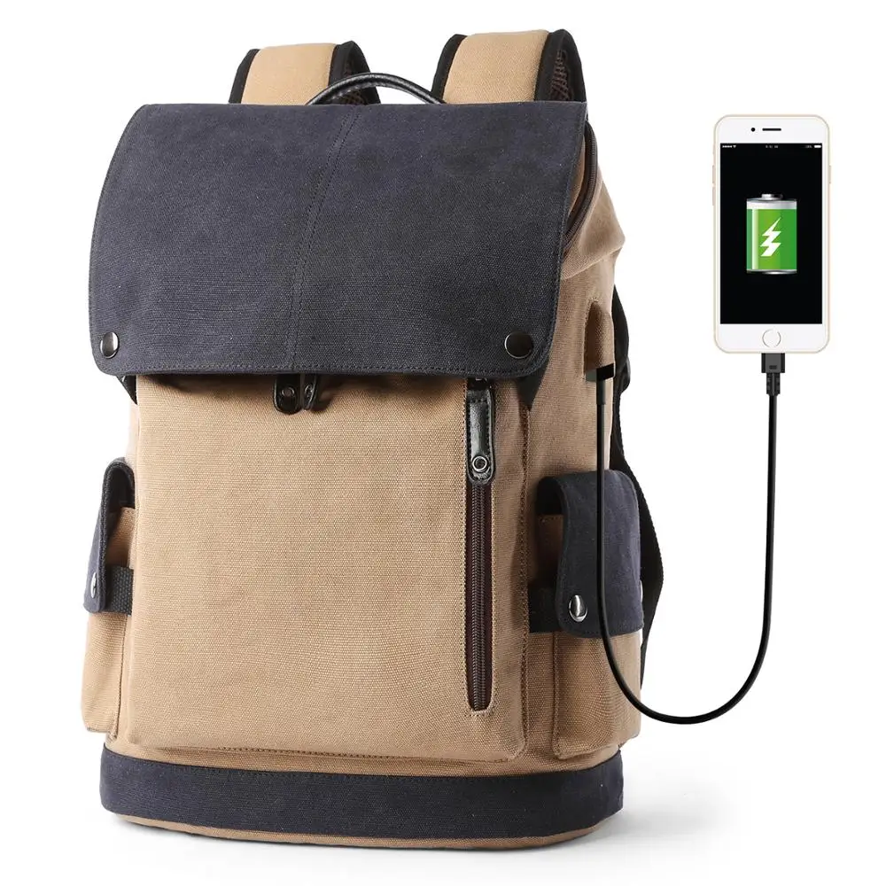 

2020 dark academia style vintage School Bag Fashion Men's Backpack Laptop Backpack Canvas High Quality USB College Backpack