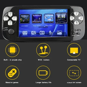

PAP KIII 4.3" Handheld Games Consoles 4GB Portable Video Game Built in 600 Games with Camera Support CP1/CP2/NEOGEO/GBA/GBC/GB
