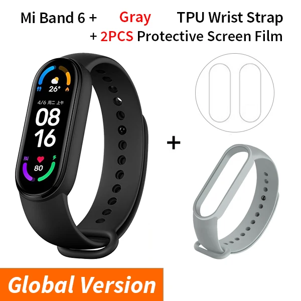 Multi-language Xiaomi Mi Band 6 Smart Bracelet 1.56"AMOLED Screen miBand 6 Heart Rate Fitness Traker Bluetooth 5ATM Waterproof 