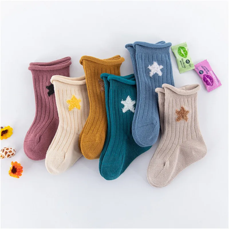 Autumn and winter new combed cotton stars baby socks boneless newborn socks in the tube baby socksZQ202