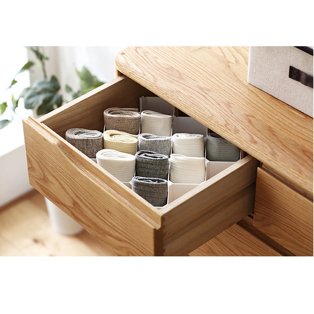 

6 Pcs Organizing Socks Storage Honeycomb Style Household Underwear DIY Drawer Clapboard Plastic Compartment Adjustable Partition