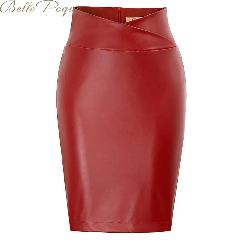 Belle poque, Женская Сексуальная мини-юбка из искусственной кожи, Клубные юбки, Женская юбка-карандаш с разрезом спереди или сзади
