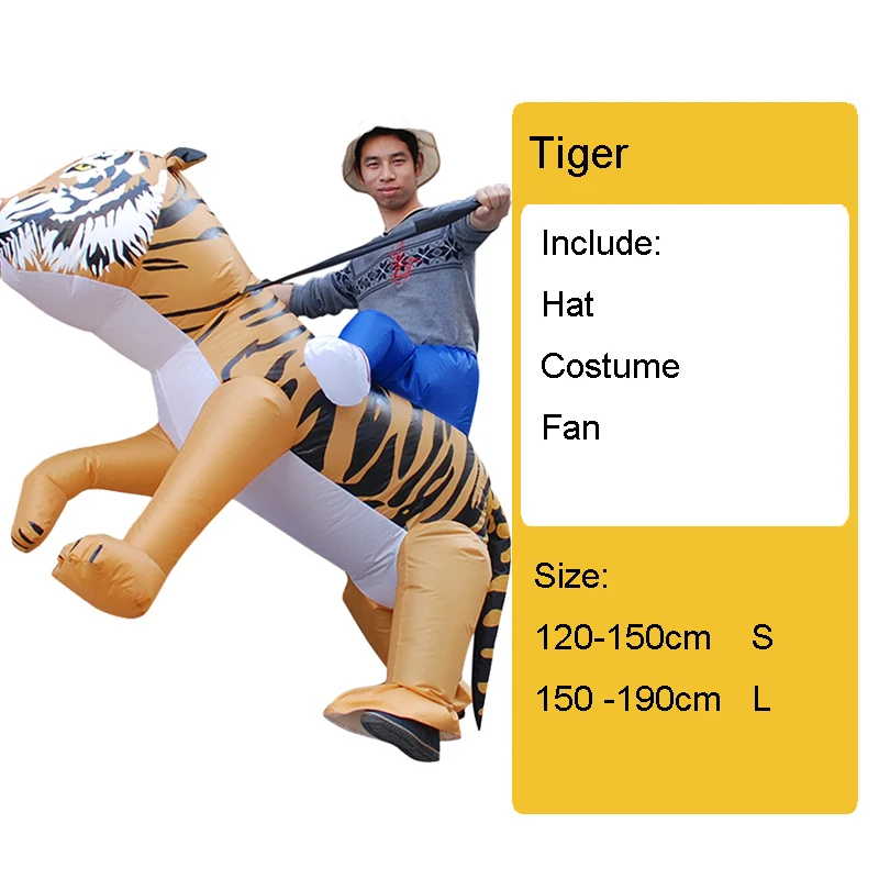 tiger Надувной костюм для детей и взрослых, костюм сумо, костюмы для костюмированной вечеринки единорога и динозавра, вечерние костюмы на Хэллоуин - Цвет: tiger