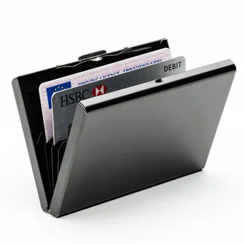 

Case Multifunction Protector Black Stainless Steel Business RFID Blocking Travel Wallet Slim Card Holder Gift Anti-theft