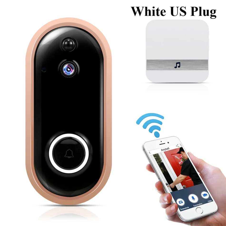 White Doorbell US Умный дом беспроводной дверной звонок 1080P камера системы безопасности HD двухстороннее аудио ИК-сигнализация 160 градусов Широкий формат объектив Беспроводной IP видеосвязь - Цвет: White Doorbell US