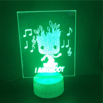 

3D Lamp Groot sings and dances The Alarm Clock Base Atmosphere Best Gift for Decoration Battery Powered Usb Led Night Light Lamp