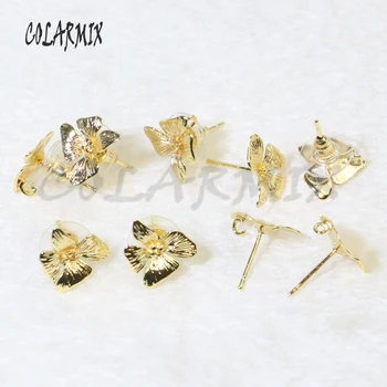 

20 pairs butterfly flowers stud earrings jewelry finding golden studs accessories for earrings fashion jewelry studs 9454