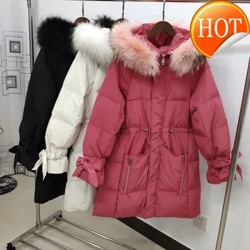 

Winter Down Women's Jacket Korean Style Woman Hooded Parkas Thicken Female Jackets Raccoon Fur Collar Womens Clothes WPY1015