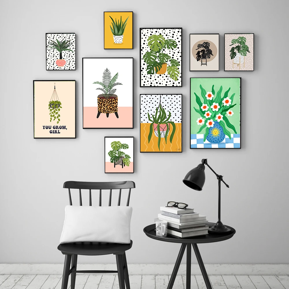 Постер бохо ботаническая Картина на холсте для ванной комнаты тропические