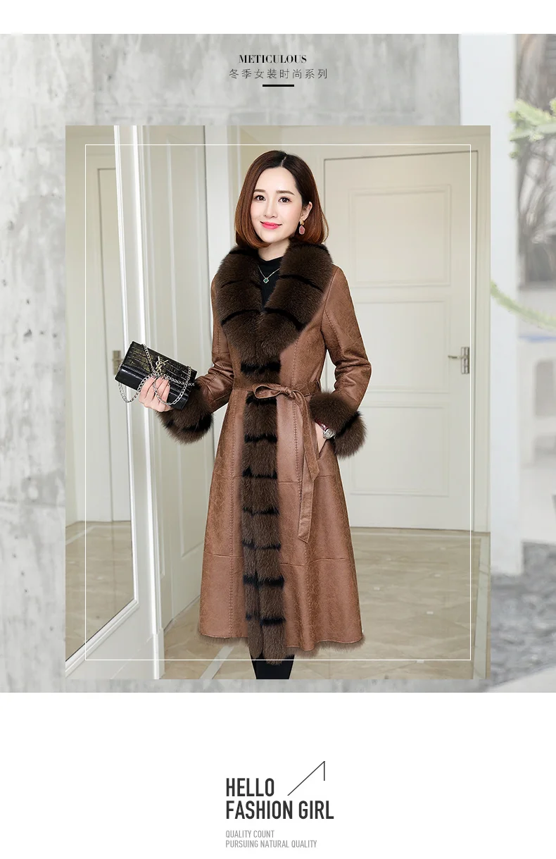 Hot Promotion Rabbit Fur Women Coat with Fox Fur Collar High Quality Winter Coat Women Plus Size Fashion Outerwear Long Coat