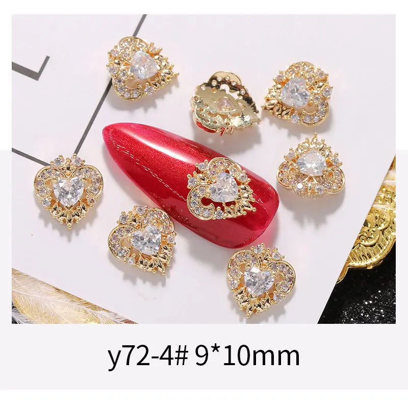 5pcs Pendant Chain 3D Alloy Nail Art Micro-inlay Zircon Pearl metal manicure nail accessories DIY Nail Decoration Nail charms - Цвет: Y72-4