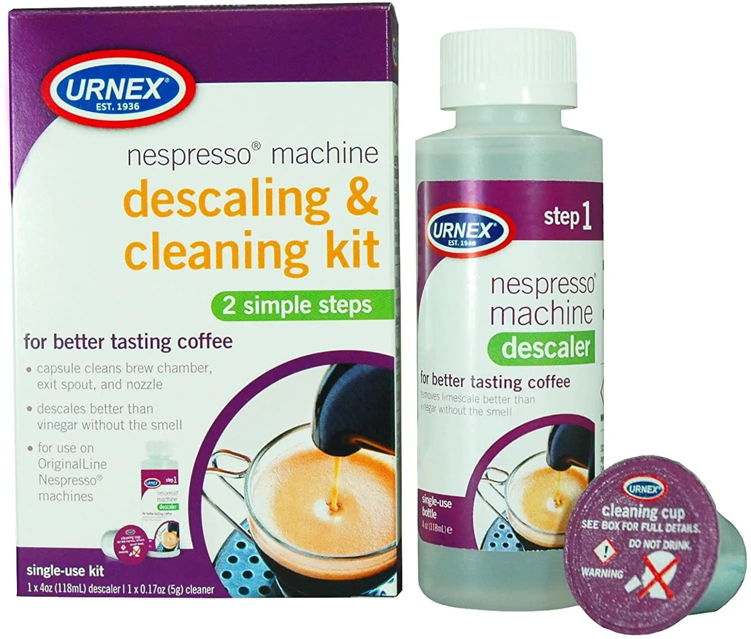 Decalcificante e detergente per macchine Urnex Nespresso-Kit di  decalcificazione e pulizia a 2 fasi - AliExpress