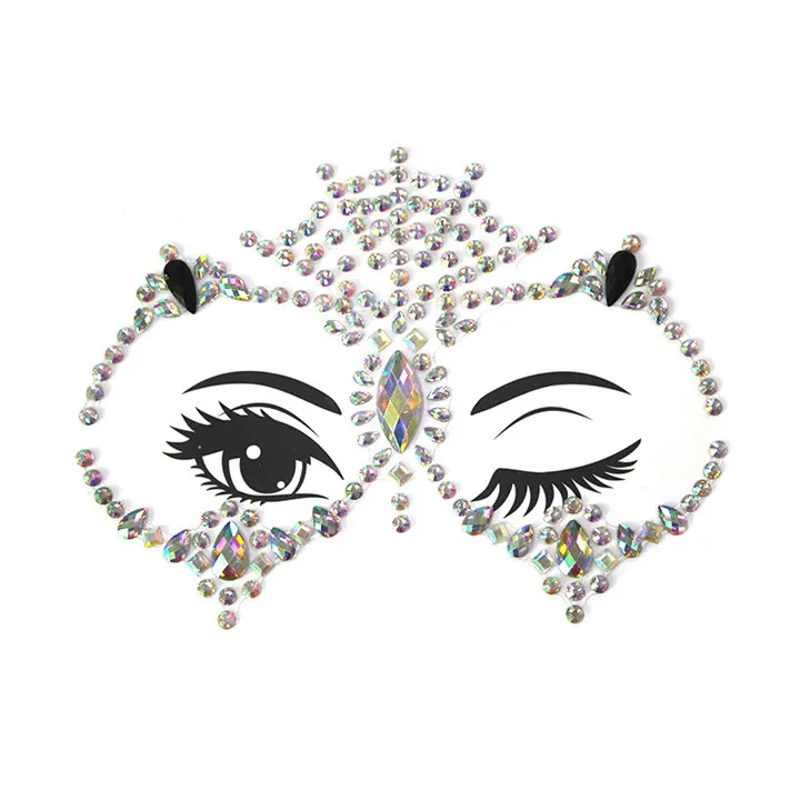 7 Colorful Rhinestone Jewelry Stickers For Women Fashion Diy Face Stickers Masquerade Party Diy Jewelry Marking Face Sticker