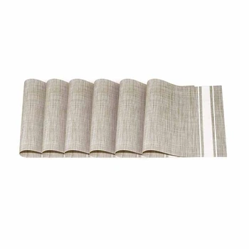 

6 Pcs Table Mat Cover Woven Vinyl Woven Place Mat Heat Resistant Non-Slip Kitchen Place Mat, Table Mat