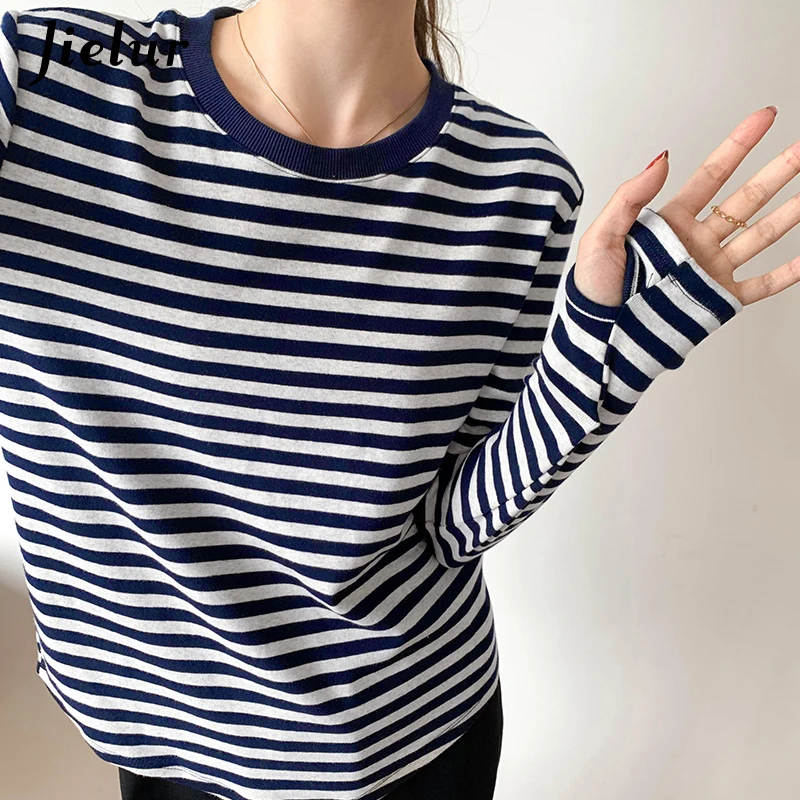 Jielur Green Blue Black Striped Long 