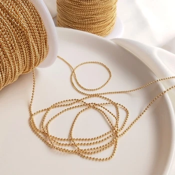 5 메터/갑 도금 진짜 골드 목걸이 팔찌 볼 체인 DIY 보석 만들기 액세서리 보석 결과