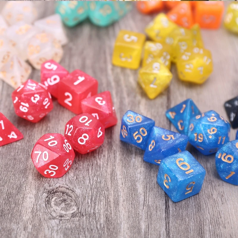Game Dice Dice Set Acrylic Dice 7pcs D20 Acrylic Polyhedral Glitter Double Colors 20 Sided Dices Table Board Playing Game for Bar Pub Club Party