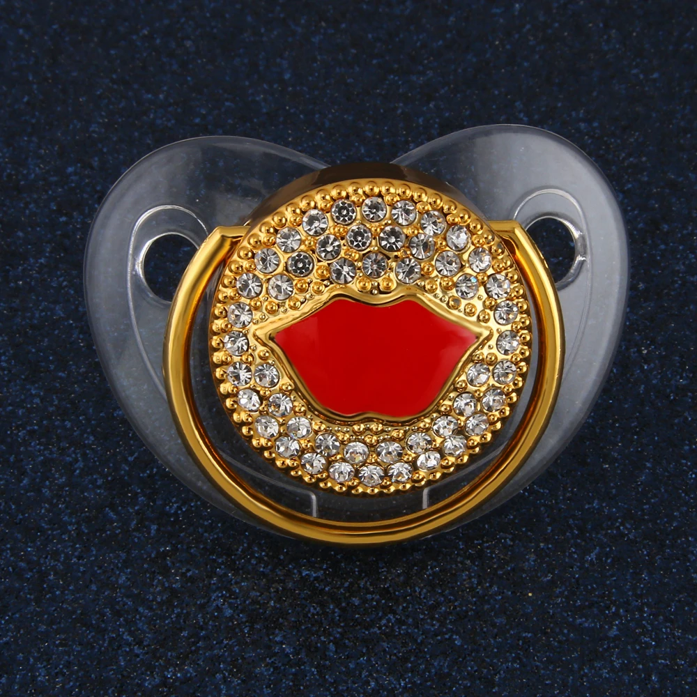 Bling Bling Kiss Lip Rhinestone Baby Clear Pacifier Dummy Baby Cocka Chupeta For 0-18 Months Baby Shower Gift