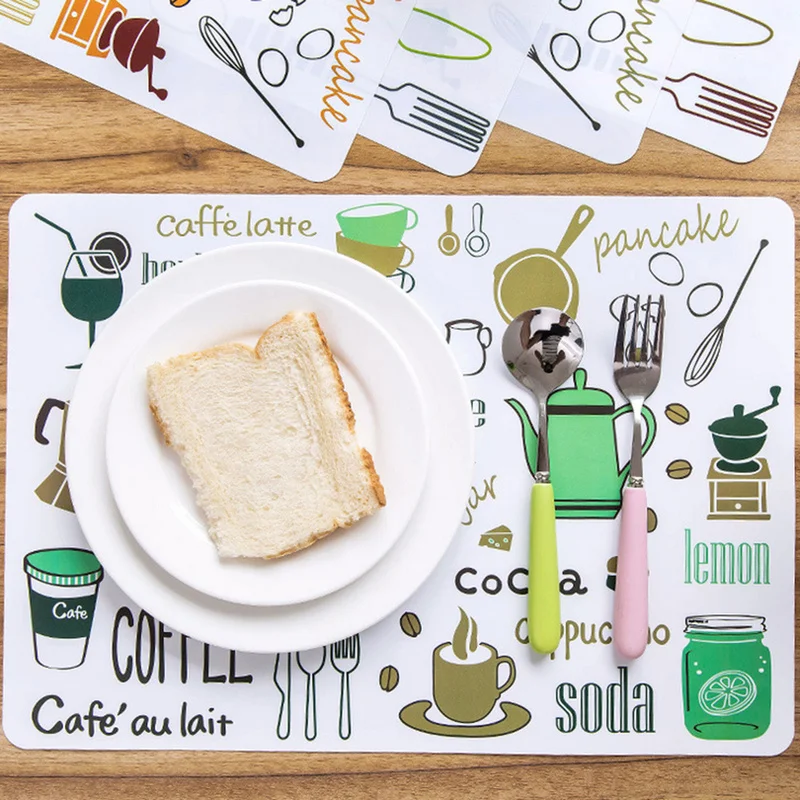 

Non-Slip Printed Heat-insulated Plastic Tableware Placemat for Dining Table Mat Waterproof Drink Coasters Mat Kitchen Bowl Pads