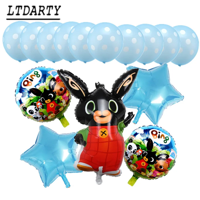 15pcs as picture 15 шт. 86*60 см Bing Банни фольгированные шары мультфильм кролик Воздушные шары 12 дюймов красный черный горошек латексные шары День рождения Декор поставки T - Цвет: 15pcs as picture