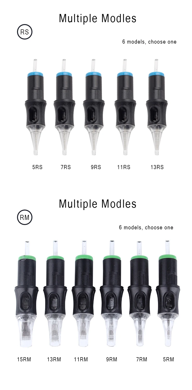 Микроиглы для татуажа, 10 шт., картриджи для татуажа RM/RL/M1/RS, 0,35 мм, одноразовые полуперманентные иглы для макияжа бровей, для тату-пистолета