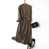 autumn winter elegant 100% cashmere v neck dresses women knitted fashion warm pullovers oversized ladies sweater dress ► Photo 2/6