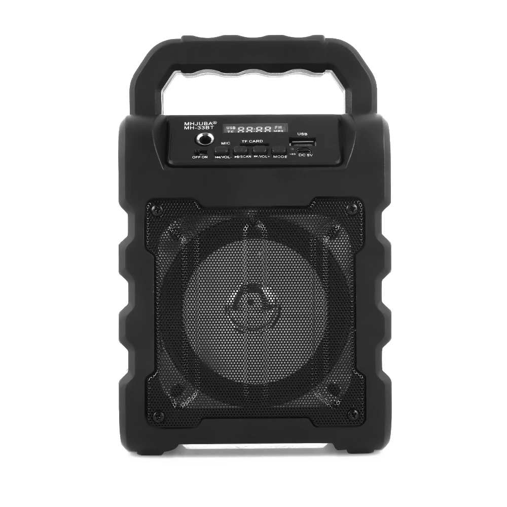 Черный Large Size Bluetooth Speaker Wireless Sound System Bass Stereo with LED Light Support TF Card FM Radio Outdoor Sport Travel - Цвет: Черный