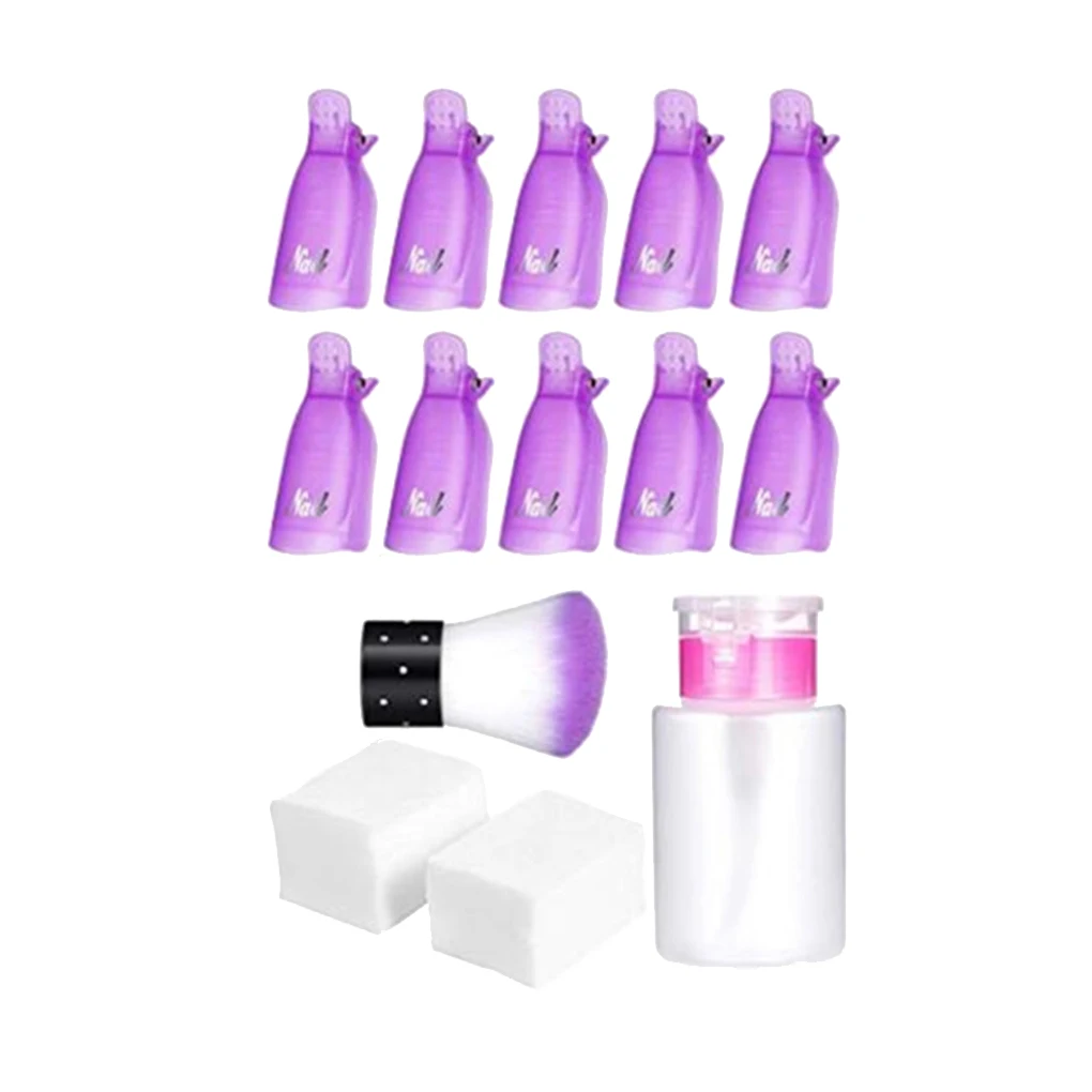 Nail Polish Remover Tool Set Cuticle Pusher Wipe Cotton Pads Pump Bottle Nail Clip Caps Manicure Polishing Strip File