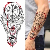 1pc Animal Wolf Men Waterproof Temporary Tattoos Fake Stickers Arm Sleeves Cool Art Washable Painting