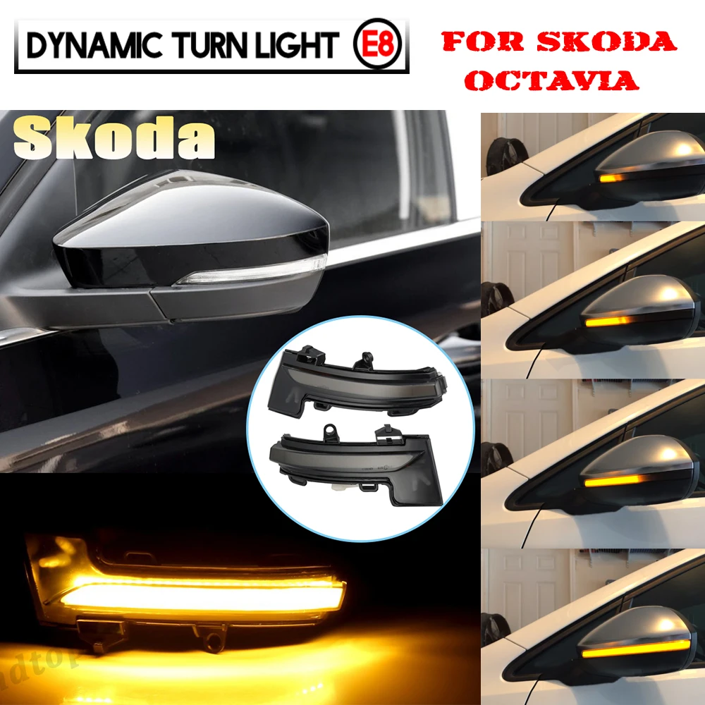 

2X Dynamic LED Turn Signal Light For Skoda Octavia Mk3 A7 5E 2014 -2019 Sequential Scroll Mirror Indicator