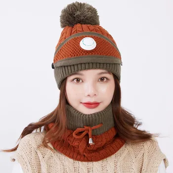 

MATTYDOLIE Hat Bib Mask Ladies Winter Outdoor Cycling Cap Warm Plus Velvet Student Ear Protection Breathinable Knit Cap