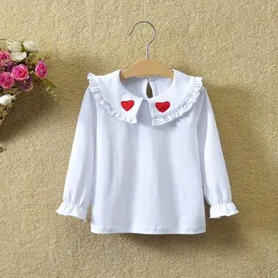 baby girls clothes spring t-shirts long-sleeve lovely princess tshirt cotton o-neck female children clothing top tees - Color: white