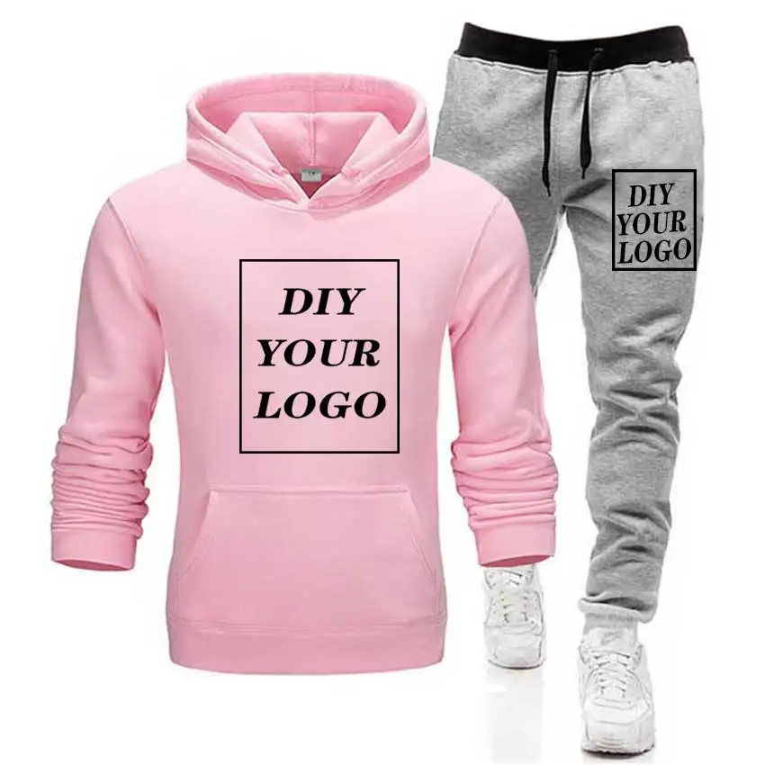 custom logo Print Толстовки и штаны с принтом логотипа по индивидуальному заказу; плотный свитер; удобная уличная одежда унисекс с логотипом «сделай сам»; Спортивный костюм; Прямая поставка; пуловеры - Цвет: custom logo Print